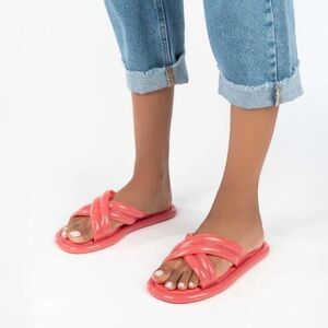 Larroudé’s x Melissa Cali PVC Slides, BNWOT, Size 39/40